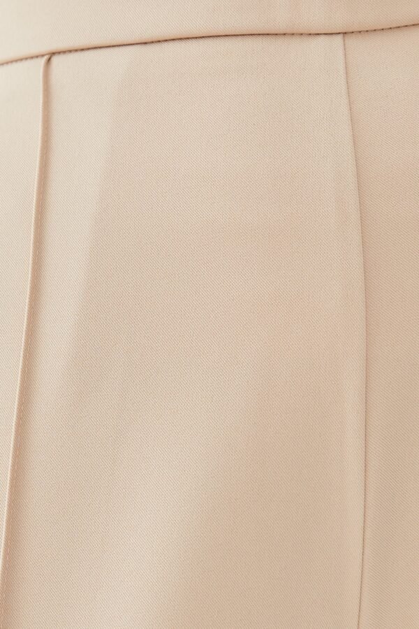 High Waisted Wide Legged Trousers w Foldlines In Light Sand - Image 6