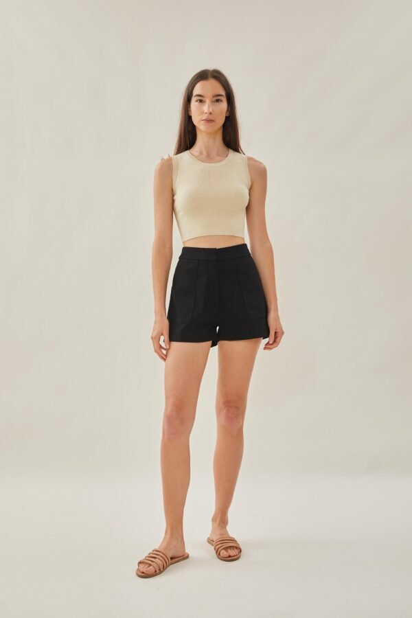 Sleeveless Knit Cropped Tank in Ivory - Image 6