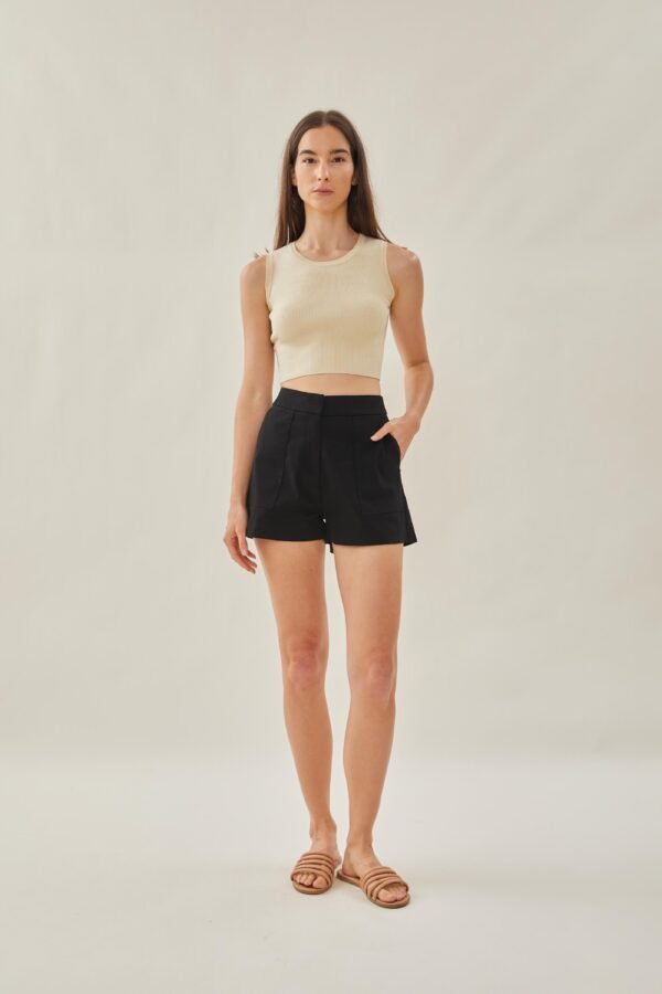 Sleeveless Knit Cropped Tank in Ivory - Image 7