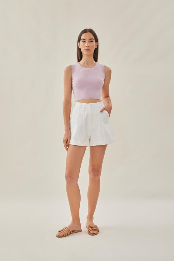 Sleeveless Knit Cropped Tank in Orchid - Image 3