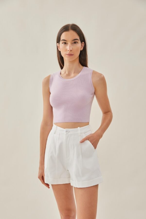 Sleeveless Knit Cropped Tank in Orchid - Image 4