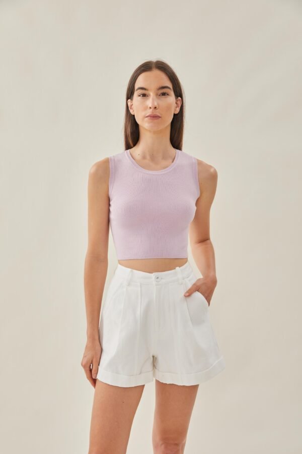 Sleeveless Knit Cropped Tank in Orchid - Image 5