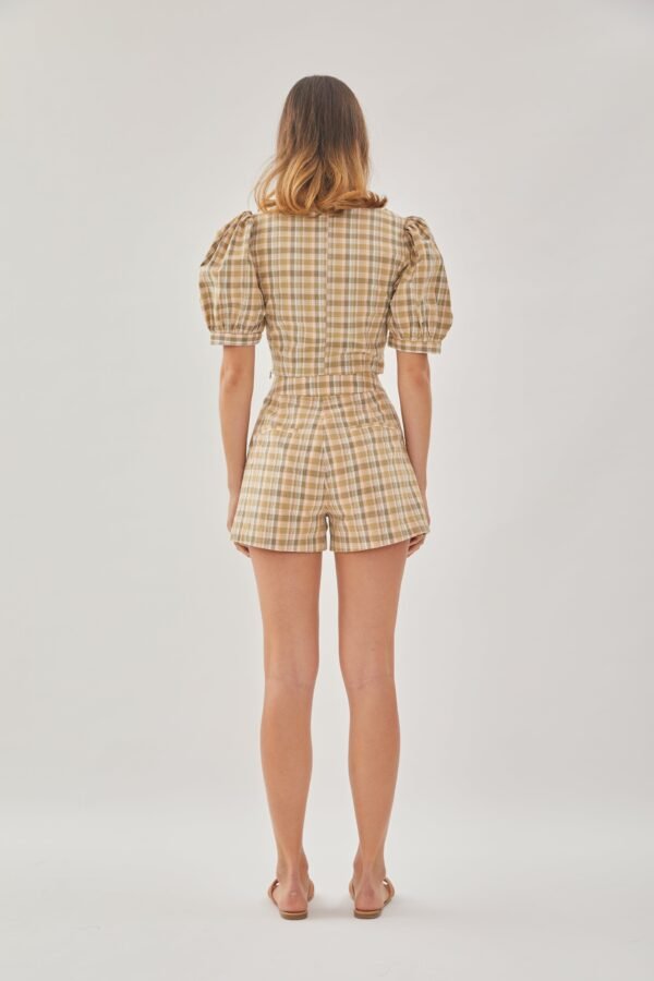 Checkered Cotton Shorts in Forest - Image 7