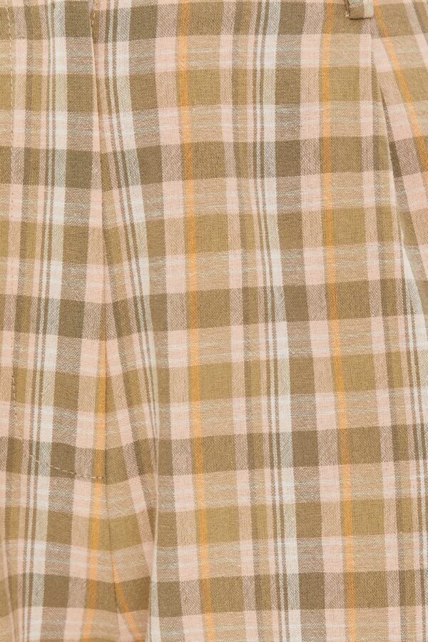Checkered Cotton Straight Pants in Forest - Image 7
