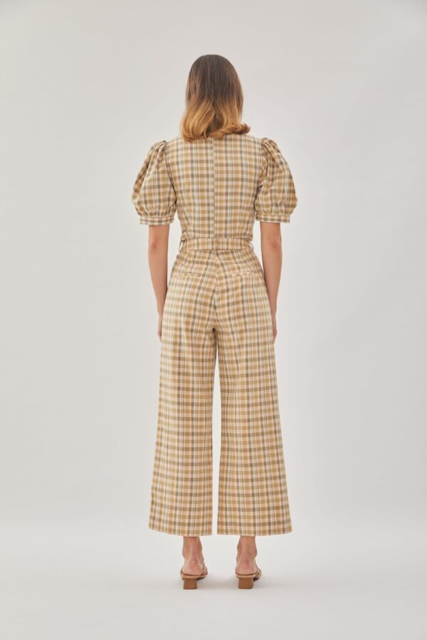 Checkered Cotton Straight Pants in Forest - Image 6
