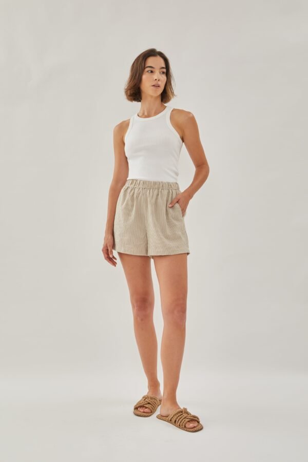 Relaxed Shorts in Stripe Brown - Image 3