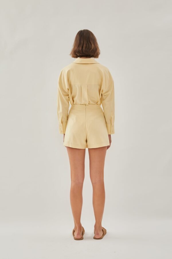 Linen Wrap Skorts in Soft Yellow - Image 7
