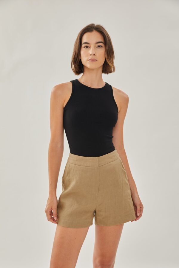 Linen Shorts in Brown - Image 4