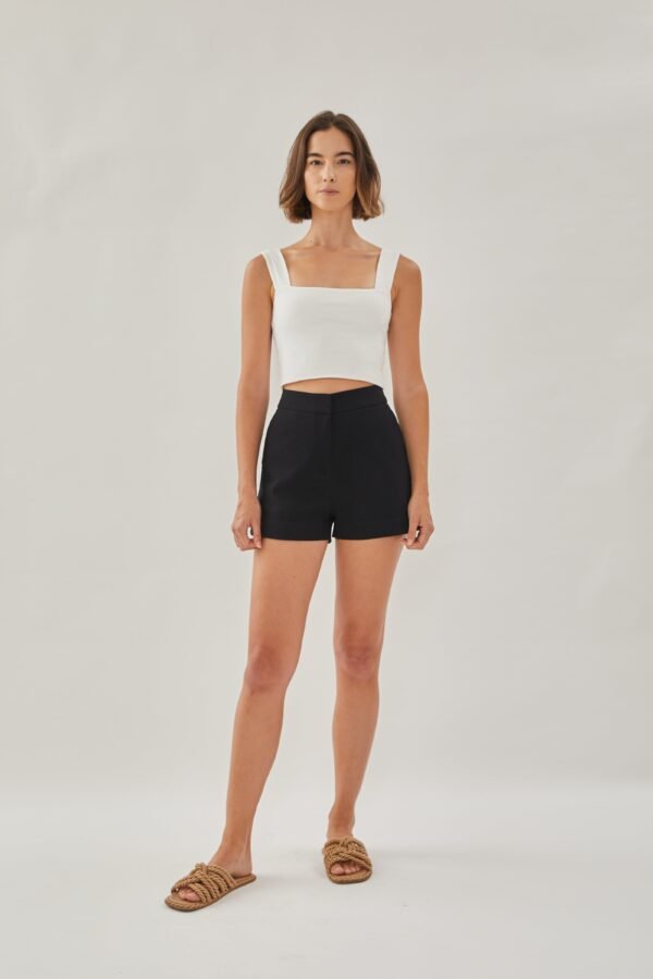 Classic Cotton Shorts in Black - Image 3