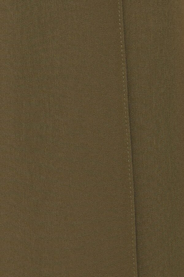 High Waisted Wide Legged Trousers w Foldlines In Olive - Image 7