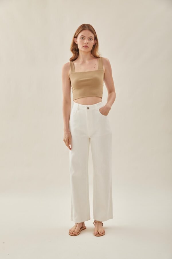 Classic Straight Neck Tank Top in Sand - Image 3