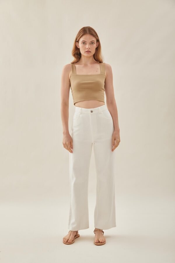 Classic Straight Neck Tank Top in Sand - Image 7